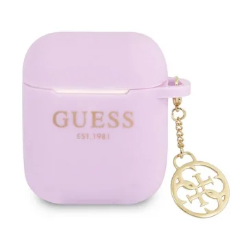 Чехол Guess Silicone Charm 4G для AirPods 1/2, фиолетовый
