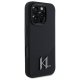 Apple iPhone 16 Pro 6.3\" Karl Lagerfeld Silicone Shadow Metal Initial MagSafe Case Cover, Black