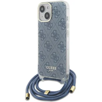 Apple iPhone 15 6.1'' Guess Crossbody Cord 4G Print Case Cover, Blue