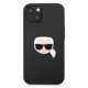 Karl Lagerfeld iPhone 13 mini vāciņš Leather Ikonik Karl\'s Head, melns