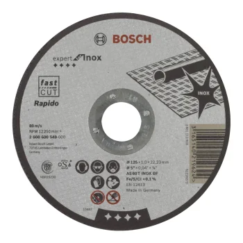 Griezējdisks Bosch Expert for Inox Rapido, taisns, 125 x 1.0 x 22.23 mm