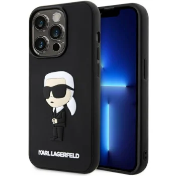 Karl Lagerfeld iPhone 14 Pro vāciņš 3D Rubber Icon, melns