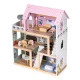 Трехэтажный деревянный кукольный домик ECOTOYS с террасой и мебелью