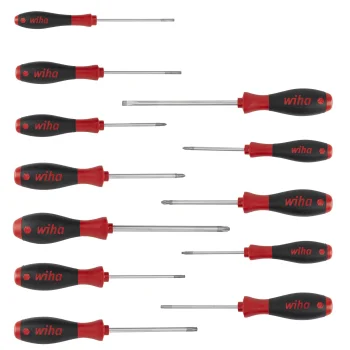 Wiha SoftFinish Screwdriver Set, 12 Pieces, Black/Red