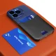 Vāciņš Samsung Galaxy S23 Ultra ar statīvu un karšu kabatu, zils
