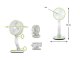 Bezvadu saliekams galda ventilators ar LED lampu, 5W, zaļš