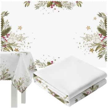 Stain-Resistant Christmas Tablecloth Ruhhy 220x140cm 26378, White