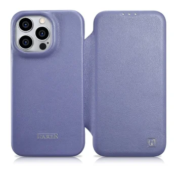 Icarer iPhone 14 Pro Max Leather Folio Case MagSafe, Light Purple