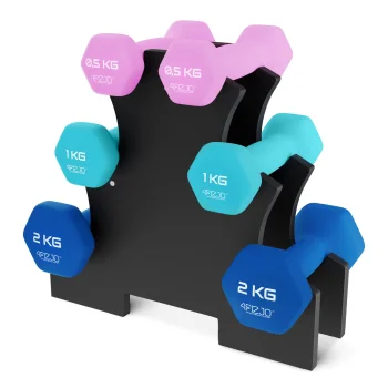 4Fizjo 1438 Čuguna hanteļu komplekts ar statīvu, 7 kg