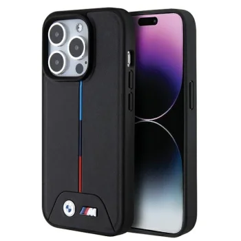 BMW Quilted Tricolor MagSafe vāciņš iPhone 15 Pro Max Melns