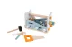 Ecotoys 1182N WHITE koka instrumentu galds un konstruktors bērniem, 52 detaļas