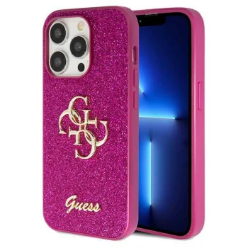 Guess Glitter Script Big 4G telefona vāciņš iPhone 15 Pro Max - violets | case for purple