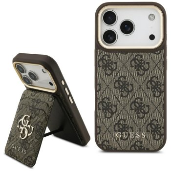 Guess 4G vāciņš ar MagSafe maku priekš iPhone 17 Pro – brūns | Phone Case Cover