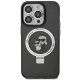 Karl Lagerfeld iPhone 15 Pro vāciņš Ring Stand Karl & Choupette MagSafe, melns