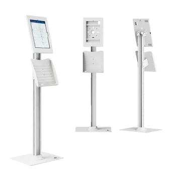 Grīdas reklāmas planšetdatora statīvs Maclean MC-960 W 10.9"-11", ar atslēgu, balts