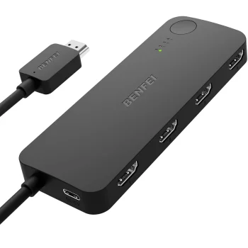 Benfei HDMI slēdzis 4 vienā 4K 60Hz 2K 144Hz HDCP 2.3, melns