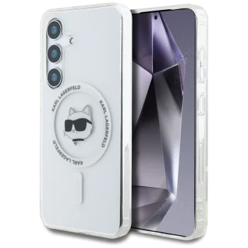 Чехол Karl Lagerfeld Button Choupette MagSafe для Samsung Galaxy S25+, белый