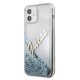 Guess iPhone 12 mini vāciņš Glitter Vintage Script, zils