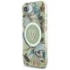 Guess IML Metal Glitter Flowers Triangle MagSafe vāciņš Apple iPhone 16e - Zaļš