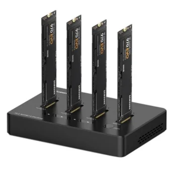 M.2 NVMe SSD 4 vietu dokstacija ar USB-C un USB-A pieslēgumu