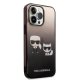 Karl Lagerfeld Ikonik Karl & Choupette vāciņš iPhone 14 Pro, Black Gradient