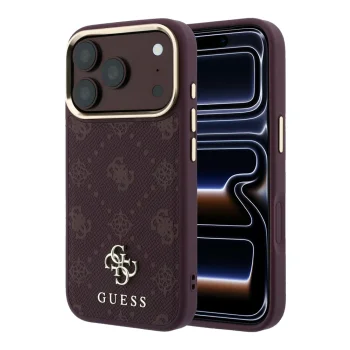Guess Stripe Peony 4G MagSafe vāciņš iPhone 17 Pro / 18 Pro, bordo