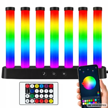 RGB LED dekoratīvā galda lampa Ekvalaizers ar pulti un aplikāciju