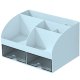 Desk Organizer for Cosmetics and Small Items, 2 Drawers, Blue