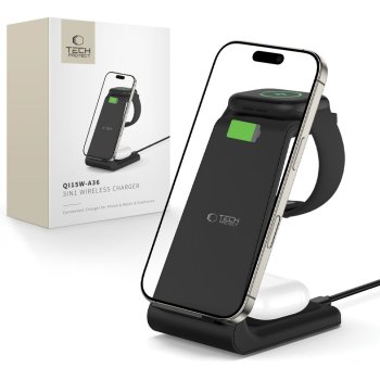 Tech-Protect QI15W-A36 3in1 uzlādes stacija Apple ierīcēm – melna