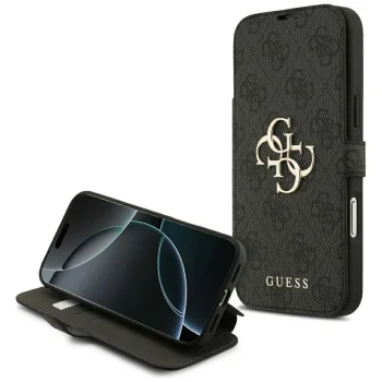 Чехол Guess Book 4G с металлическим логотипом для iPhone 17 Pro Max - черный