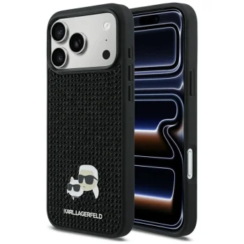 Karl Lagerfeld Rhinestones Karl&Choupette piespraužamais maciņš iPhone 17 Pro Max telefonam – melns | Phone Case...