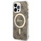 Комплект Guess 4G Print MagSafe для iPhone 13 Pro - чехол и зарядка - коричневый