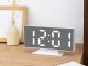 Digital LED Alarm Clock with Temperature Display and Mirror Surface, USB Powered, White