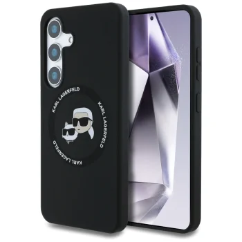 Чехол Karl Lagerfeld Silicone Double Heads And Circle MagSafe для Samsung Galaxy S25+, черный