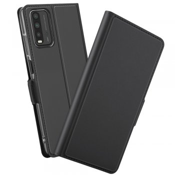 Xiaomi Redmi 9T / Poco M3 PU Leather Auto-absorbed Phone Case Cover, Black | Telefona Vāciņš Maciņš Grāmatiņa...