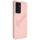 Чехол Guess для Galaxy S21 Ultra Silicone Vintage Script, розовый