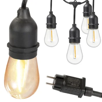 Садовая гирлянда 15 LED ламп E27 15м, Теплый белый