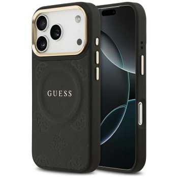 Guess iPhone 17 Pro Case PU Peony Hot Stamp MagSafe, Black