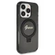 Guess iPhone 13 Pro Max vāciņš Ring Stand Script Glitter MagSafe, melns