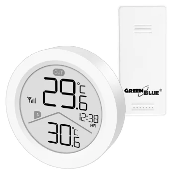 GreenBlue GB162 Wireless Weather Station with Outdoor Sensor, White