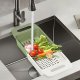 Adjustable Over-the-Sink Dish Drainer, White/Green
