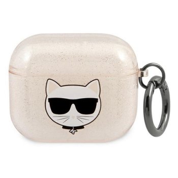 Чехол Karl Lagerfeld для AirPods 3 Glitter Choupette Золотистый