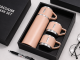 Travel Thermos 400ml with 3 Cups Stainless Steel, Pink