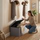 Storage Ottoman Bench 111x38 cm ModernHome Upholstered Chest, Light Gray