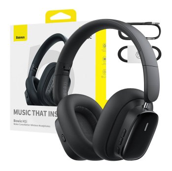 Baseus Bowie H1i Wireless Bluetooth Over-Ear Headphones, Black | Беспроводные Наушники с...