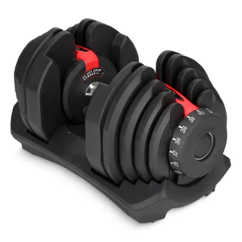Regulējama hantele 4FIZJO Premium 40 kg ar statīvu, melna