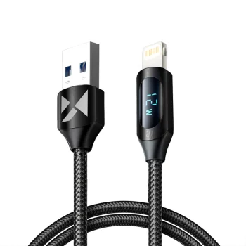 Кабель Wozinsky WUALC1 USB-A на Lightning с LED, 1м, Черный