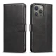 iPhone 16 Pro Max atverams vāciņš maciņš grāmatiņa Leather Book Case, melns