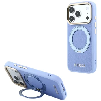 Guess Ring Stand 360 MagSafe ümbris iPhone 18 Pro / 17 Pro jaoks, helesinine