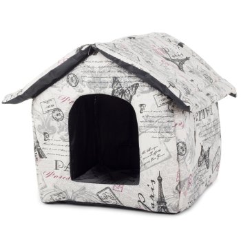 Dog house bed for dogs and cats, size L, beige